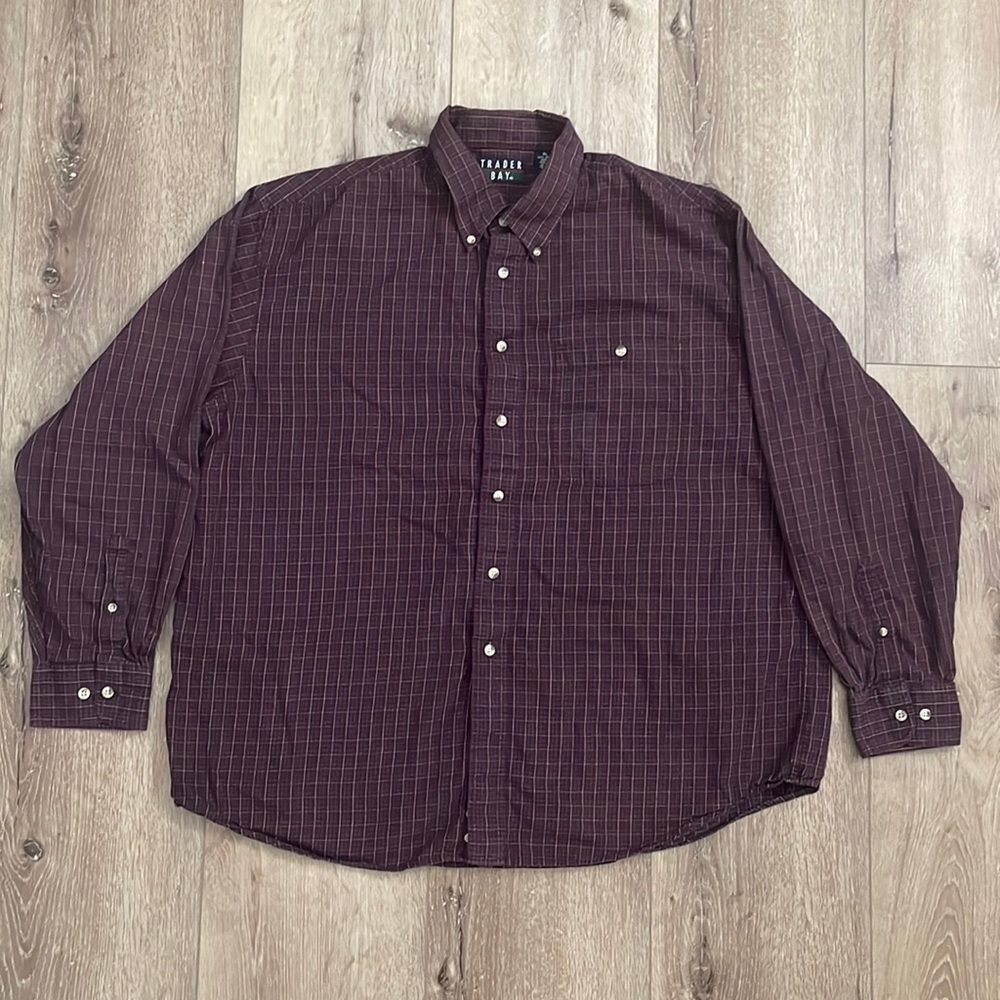 NWOT Trader Bay Men’s Button Up Shirt Long Sleeve Size XL